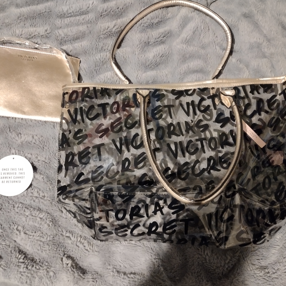 Victoria's Secret Black and Gray Tote Bag